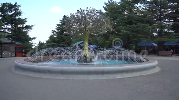 位于格鲁吉亚第比利斯市上方的Mtatsminda公园中央喷泉视频的预览图