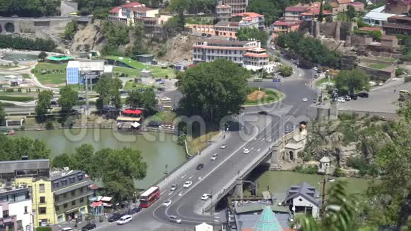 纳里卡拉堡Metekhi桥概况格鲁吉亚第比利斯视频的预览图