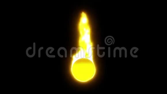 在黑色背景上燃烧橙色的球体带有阴影和逼真的火色视频的预览图