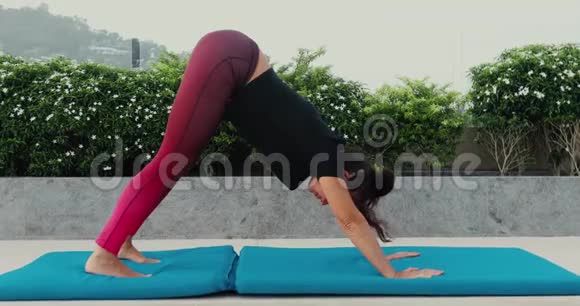 成熟的女人做瑜伽姿势狗在外面下坡视频的预览图