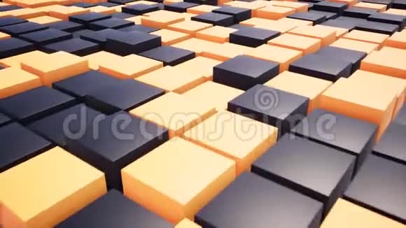 黑色和橙色盒子现代包装的数字壁纸设计黑色背景抽象技术背景视频的预览图
