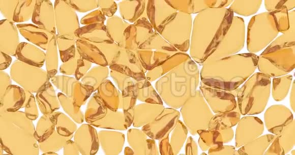 脂肪细胞被拉伸和压缩白色背景下金银油血清装饰的抽象特写视频的预览图
