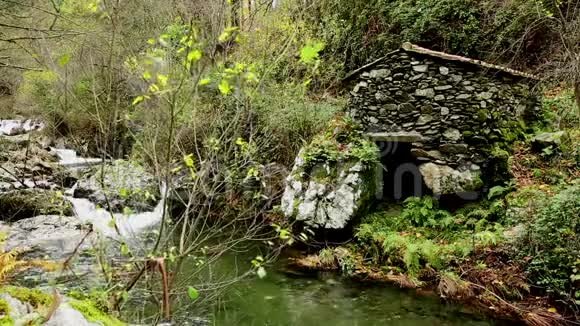 Pena村附近RibeiradaPena河的古水厂视频的预览图