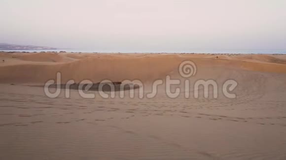 马斯帕洛马斯海滩沙丘的自然荒漠景观西班牙大加那利马斯帕洛马斯视频的预览图