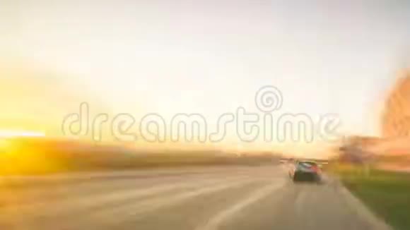日落时分在德国高速公路上行驶时间流逝视频视频的预览图