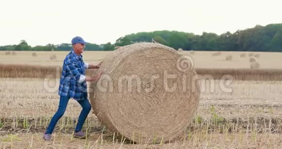 农夫在赶干草的时候挣扎着视频的预览图