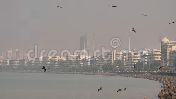 孟买城市的全景在阴霾中印度视频的预览图