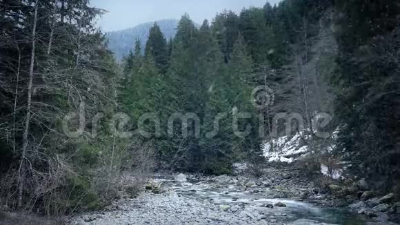雪瀑布野河景观视频的预览图