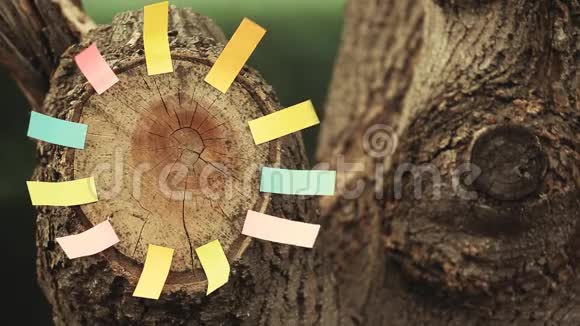 森林树存根纸贴纸没人高清镜头视频的预览图