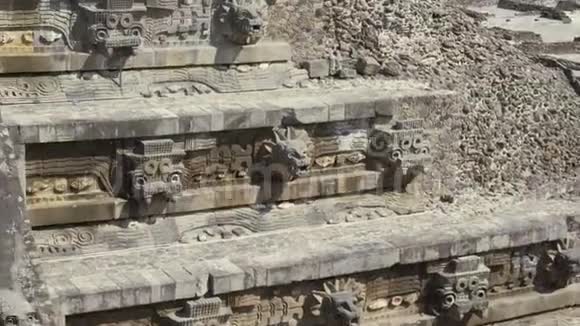 古玛雅遗址特写太阳金字塔墨西哥4K视频的预览图