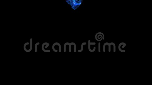 黑色背景下的蓝色发光粒子流会进入一个球形场为你的文字标志视频的预览图