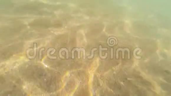 水下拍摄的沙质海床和阳光视频的预览图