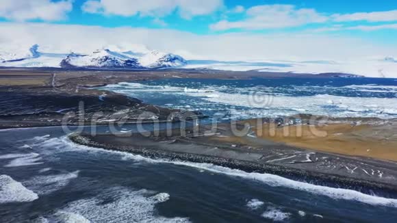 冰山湖冰岛冰川海滩冰湖4k视频的预览图