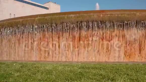 巴塞罗那加泰罗尼亚广场喷泉景观水的概念慢镜头视频的预览图