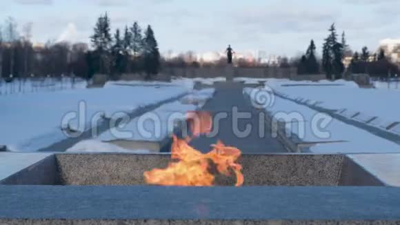 第二次世界大战普斯卡里亚夫斯基墓地的永恒火焰列宁格勒视频的预览图