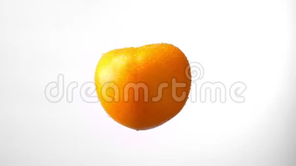 橙色番茄在白色背景上顺时针缓慢旋转视频的预览图