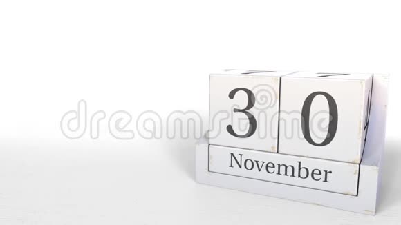 立方体日历显示11月30日3D动动画视频的预览图