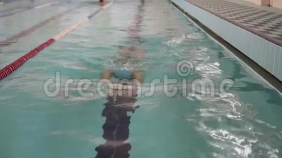 在训练中游泳在游泳池里游泳视频的预览图