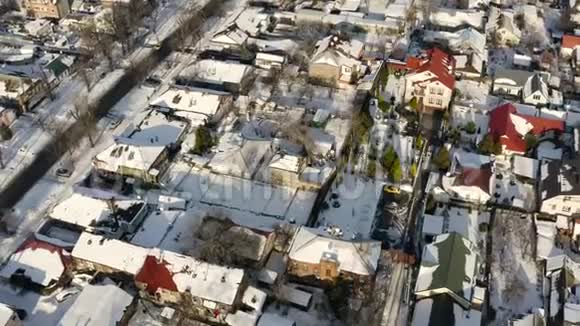 登尼普罗市屋顶露台的鸟瞰图冬季城市景观背景视频的预览图
