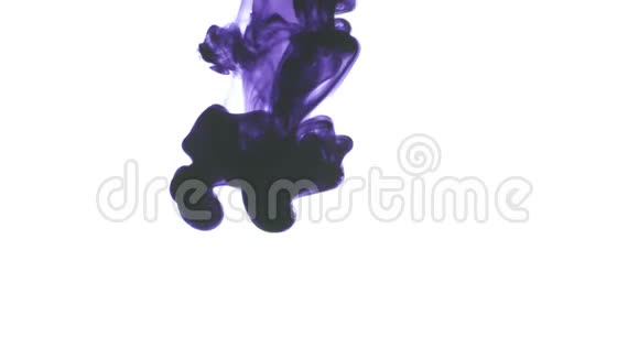 白色背景下的紫色或紫色食物色墨水滴视频的预览图