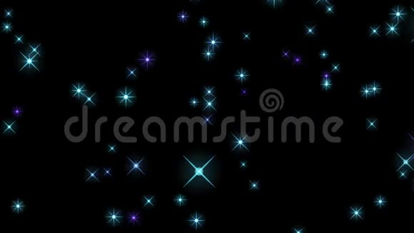 恒星散射闪光闪烁在太空和星系黑色抽象背景视频的预览图
