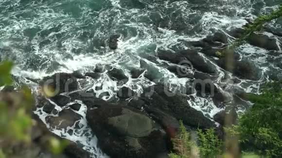 带悬崖和野生海洋的壮观海岸线视频的预览图