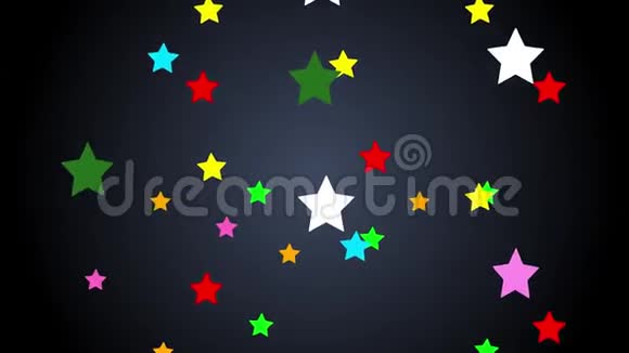 在深蓝梯度上移动彩色恒星空间翘曲运动粒子背景视频的预览图