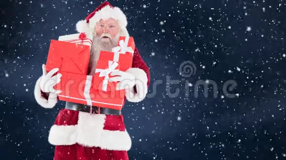 圣诞老人条款圣诞礼物和降雪相结合视频的预览图