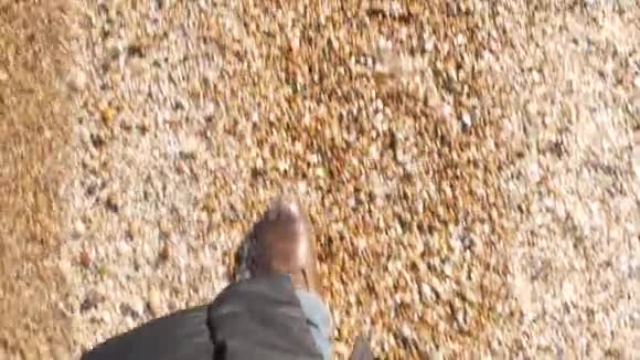 男性旅行者在海滩上散步视频的预览图