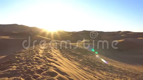 撒哈拉沙漠景观全景清晨美妙的沙丘视频的预览图