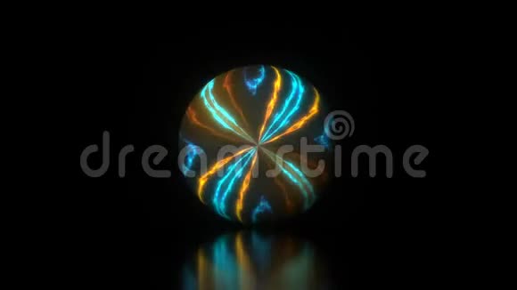 火焰效应的发光能量球抽象的三维渲染背景明亮的计算机生成背景视频的预览图