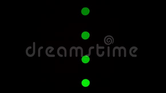 充电水平指示灯四个圆形绿色LED放置垂直闪烁一个在黑暗中孤立于黑色视频的预览图