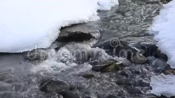 俄罗斯阿尔泰地区早春的Belokurikha山河视频的预览图