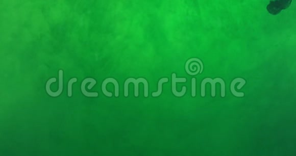 绿色油漆墨水滴在白色背景的水中英气云在水下流动孤立的多云烟雾视频的预览图