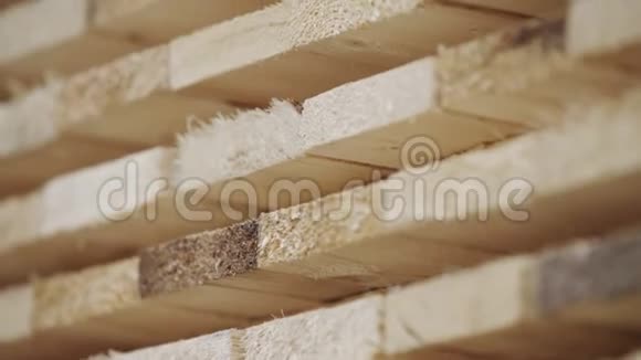 木材厂库存和木材板与自然业务出口木材原木储存中的木材木材视频的预览图