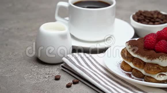 用浆果咖啡和奶油制作的提拉米苏甜点部分视频的预览图
