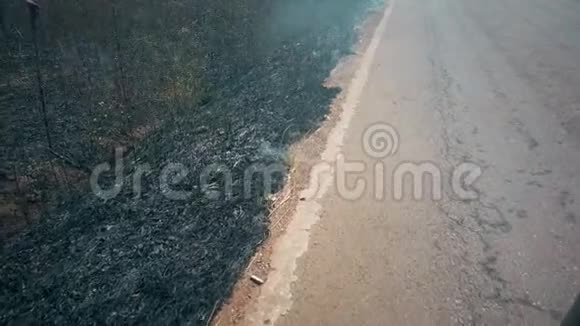 在乡下烧庄稼农业和生态系统危机干草原火灾产生的有毒雾霾空中视频4k视频的预览图