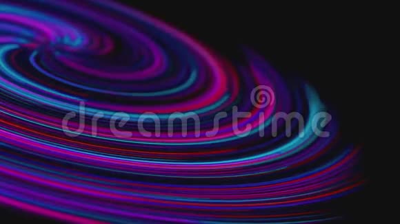 发出霓虹灯条的圆圈蓝色和紫色的线条被吸进漏斗里这是一种抽象旋风式视频的预览图