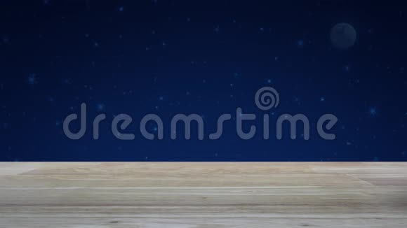 下载平板图标与无线电脑鼠标在木桌上幻想夜空和月亮科技互联网在线康普视频的预览图