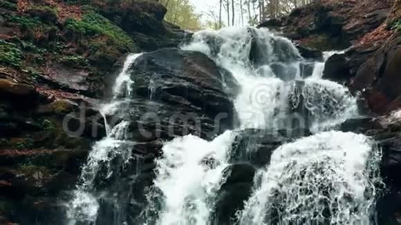 山瀑布森林中清澈的水缓慢的水视频的预览图