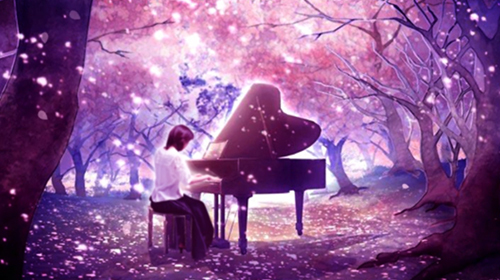 粉色浪漫樱花钢琴曲背景视频视频的预览图