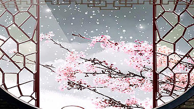 中国风雪中梅花戏曲表演背景视频的预览图