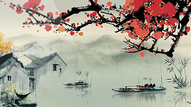 水墨江南中国风背景视频视频的预览图