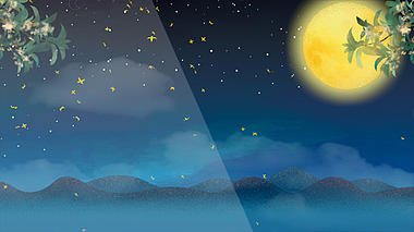 中秋动态背景秋天桂花满月中秋月亮LED视频视频的预览图