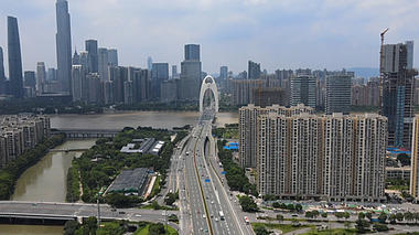 航拍实拍高清广州猎德大桥城市交通视频的预览图