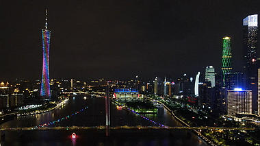航拍实拍高清广州城市夜景视频的预览图