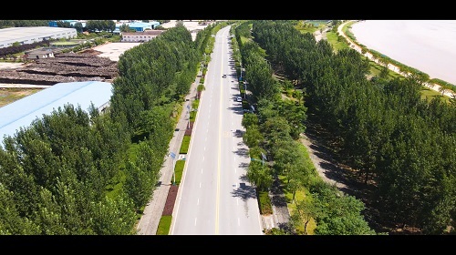 4K航拍渭河河堤路道路美丽风景高清实拍视频的预览图