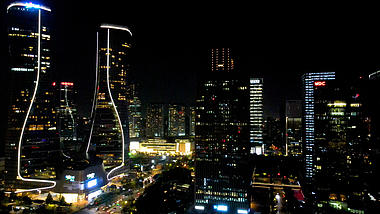 航拍杭州城市夜景视频的预览图