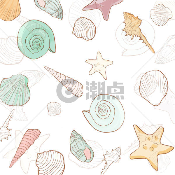 夏日海滩贝壳背景素材图片素材免费下载