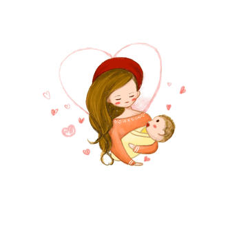 手绘抱着宝宝的母亲图片素材免费下载